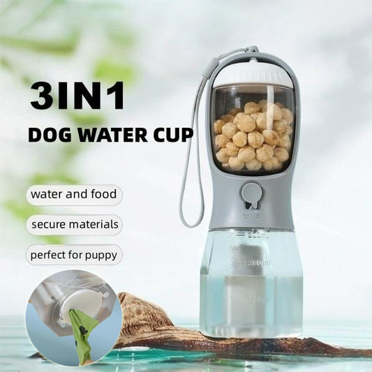 3-in-1 Adventure Pet Travel Bottle | Water, Food & Waste Bag