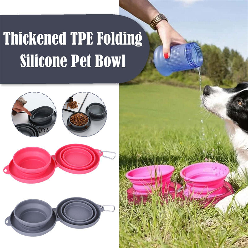 Foldable Travel Pet Bowl | Portable Double Bowl for Dogs & Cats