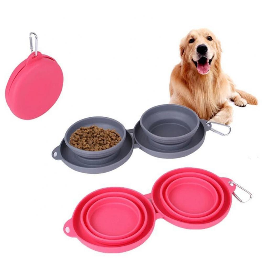Foldable Travel Pet Bowl | Portable Double Bowl for Dogs & Cats