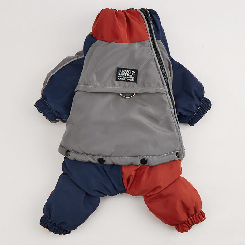 Pet Winter Colour Matching Cotton-padded Clothes Dog Medium Large Dog Warm And Comfortable