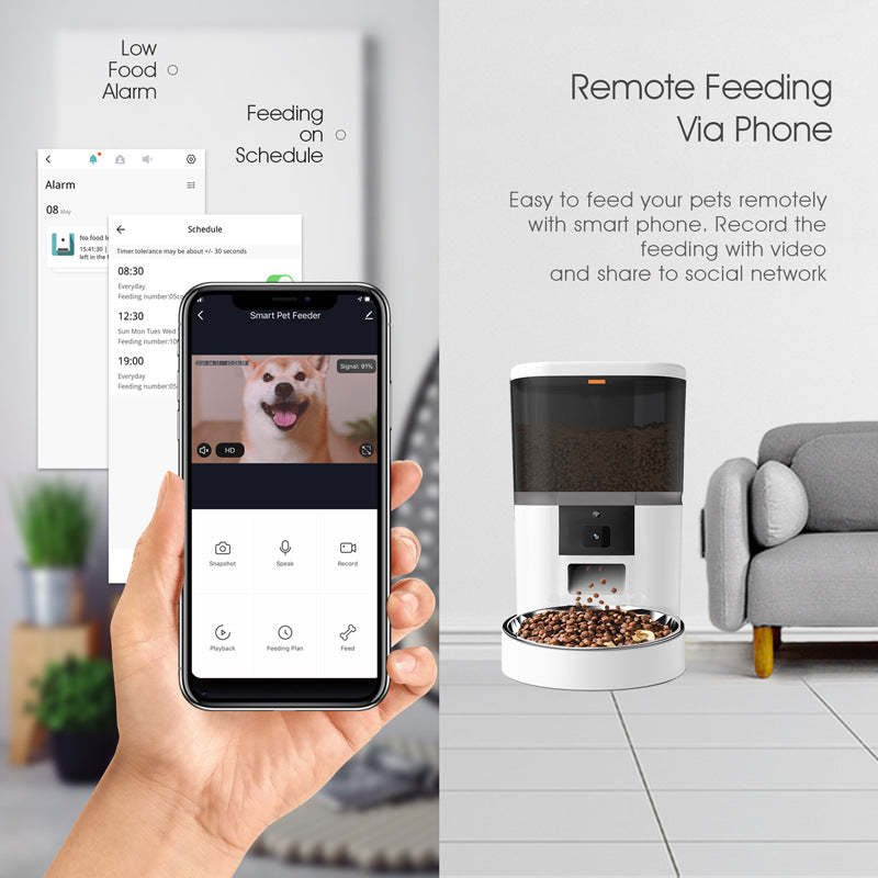 Smart Automatic Pet Feeder with Camera | WiFi App-Controlled Dog & Cat Food Dispenser with Video Monitoring