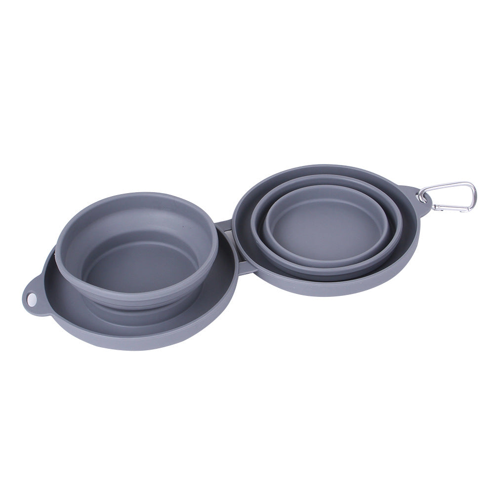 Foldable Travel Pet Bowl | Portable Double Bowl for Dogs & Cats