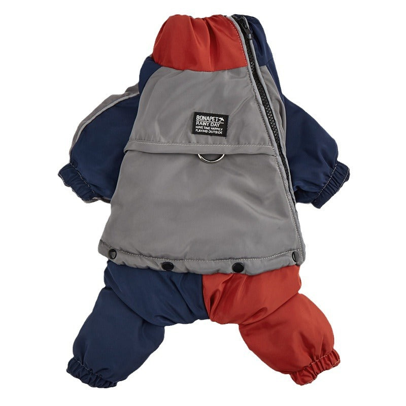 Pet Winter Colour Matching Cotton-padded Clothes Dog Medium Large Dog Warm And Comfortable