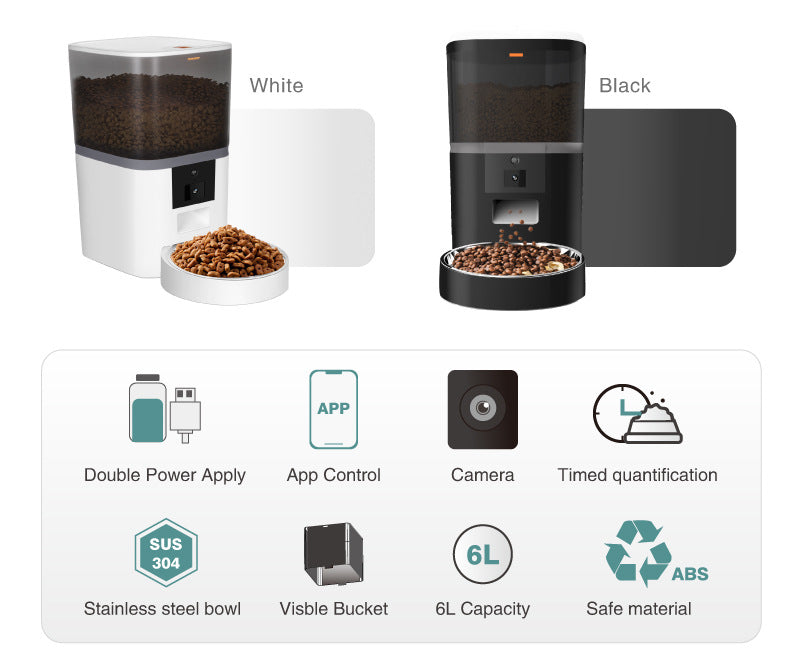 Smart Automatic Pet Feeder with Camera | WiFi App-Controlled Dog & Cat Food Dispenser with Video Monitoring