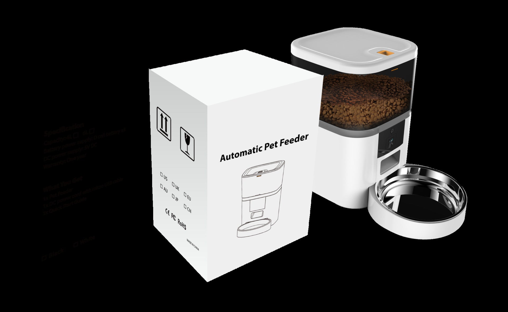 Smart Automatic Pet Feeder with Camera | WiFi App-Controlled Dog & Cat Food Dispenser with Video Monitoring
