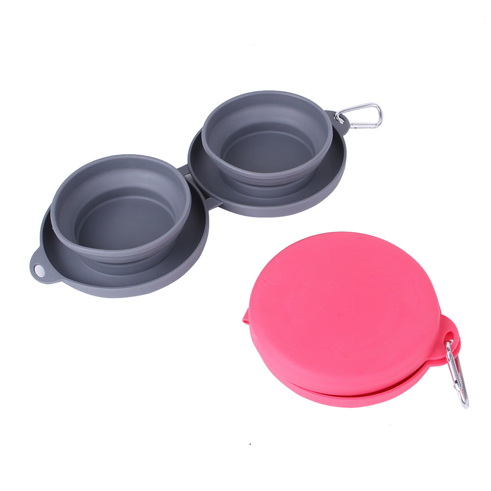 Foldable Travel Pet Bowl | Portable Double Bowl for Dogs & Cats