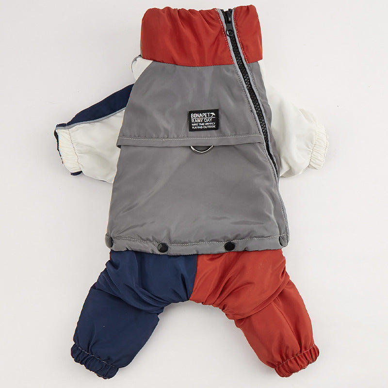 Pet Winter Colour Matching Cotton-padded Clothes Dog Medium Large Dog Warm And Comfortable